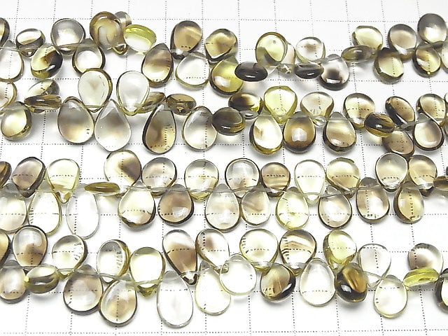 [Video]High Quality Lemon x Smoky Quartz AAA Pear shape (Smooth) half or 1strand beads (aprx.7inch/18cm)
