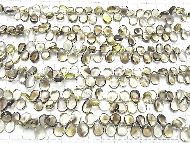[Video]High Quality Lemon x Smoky Quartz AAA Pear shape (Smooth) half or 1strand beads (aprx.7inch/18cm)