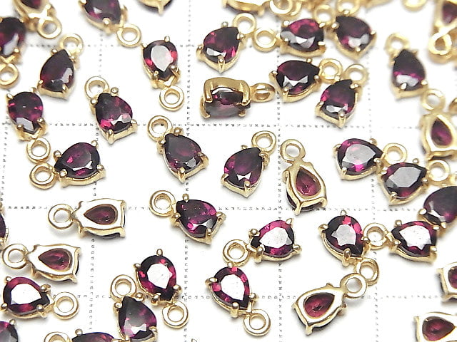 [Video]High Quality Rhodolite Garnet AAA Bezel Setting Pear shape Faceted 5x4mm 18KGP 2pcs