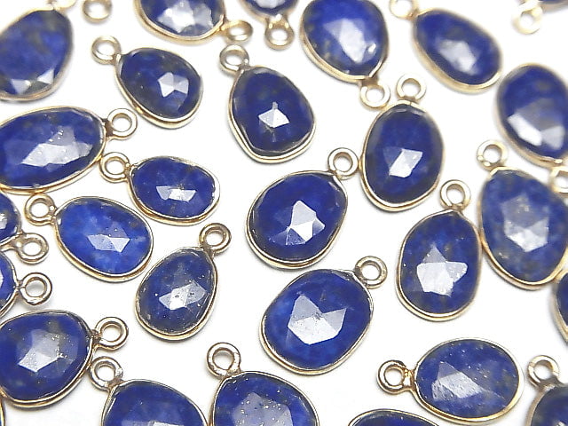 [Video] Lapis lazuli AA++ Bezel Setting Freeform Rose Cut [One Side] 18KGP 3pcs