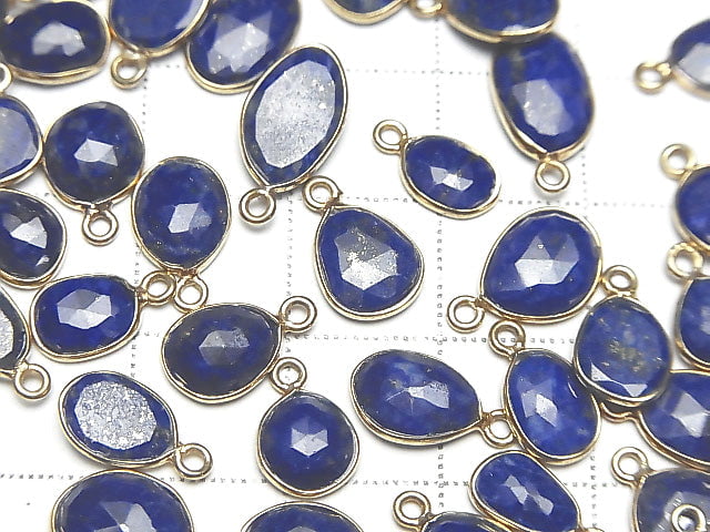 [Video] Lapis lazuli AA++ Bezel Setting Freeform Rose Cut [One Side] 18KGP 3pcs