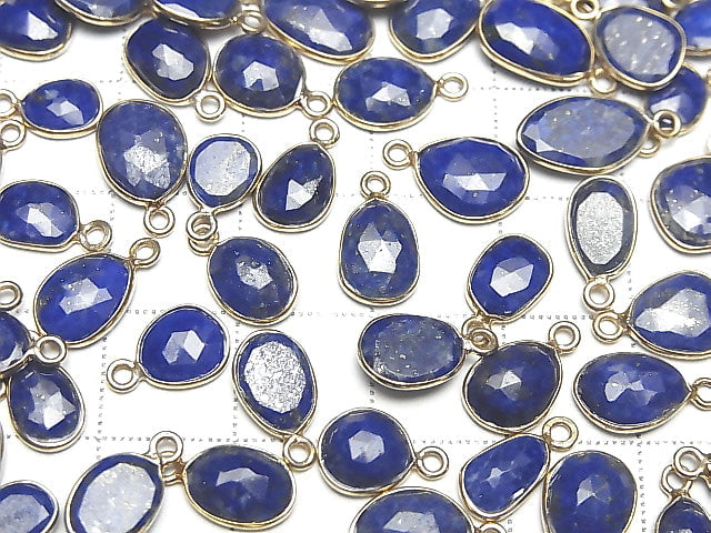 [Video] Lapis lazuli AA++ Bezel Setting Freeform Rose Cut [One Side] 18KGP 3pcs