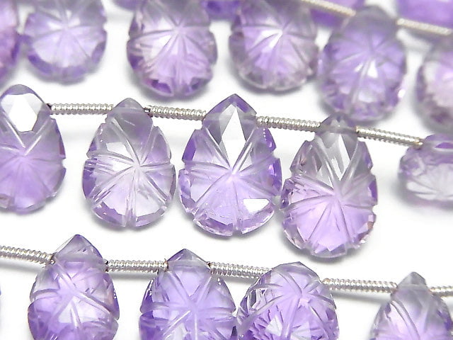 [Video] High Quality Amethyst AAA Carved Pear shape 1strand (18pcs)