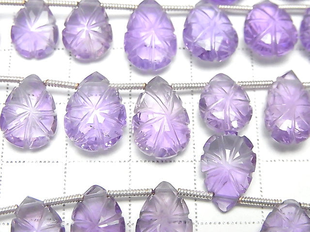 [Video] High Quality Amethyst AAA Carved Pear shape 1strand (18pcs)