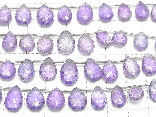 [Video] High Quality Amethyst AAA Carved Pear shape 1strand (18pcs)