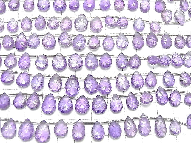[Video] High Quality Amethyst AAA Carved Pear shape 1strand (18pcs)