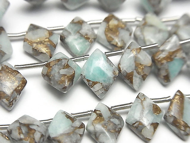 [Video] Copper Amazonite AAA Diamond 10x8mm half or 1strand (22pcs )