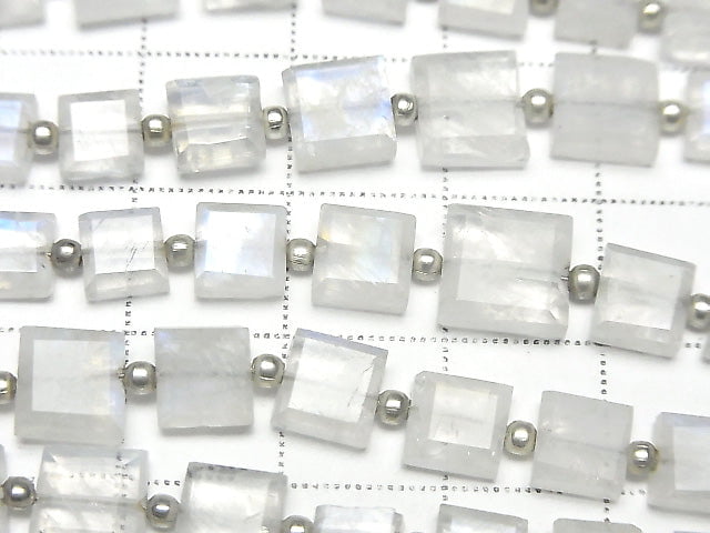 [Video]High Quality Rainbow Moonstone AA++ Faceted Square 1strand beads (aprx.7inch/19cm)