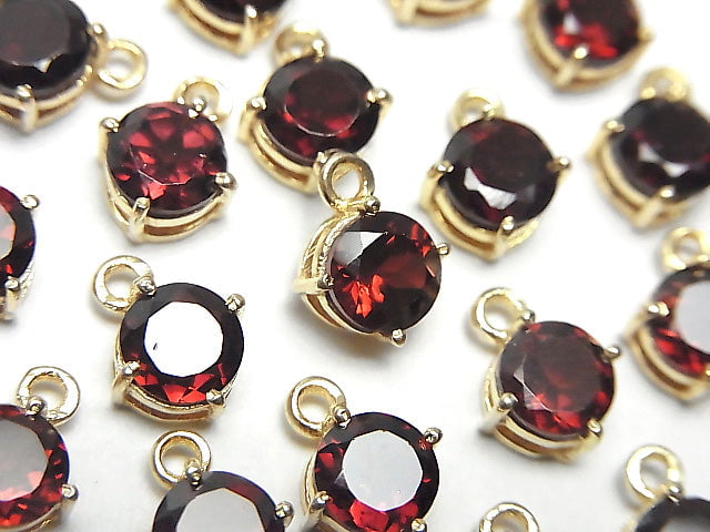 [Video] High Quality Mozambique Garnet AAA Bezel Setting Round Faceted 7x7mm 18KGP 2pcs