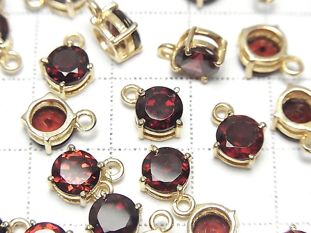 [Video] High Quality Mozambique Garnet AAA Bezel Setting Round Faceted 7x7mm 18KGP 2pcs