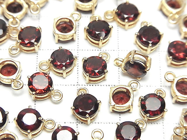 [Video] High Quality Mozambique Garnet AAA Bezel Setting Round Faceted 7x7mm 18KGP 2pcs