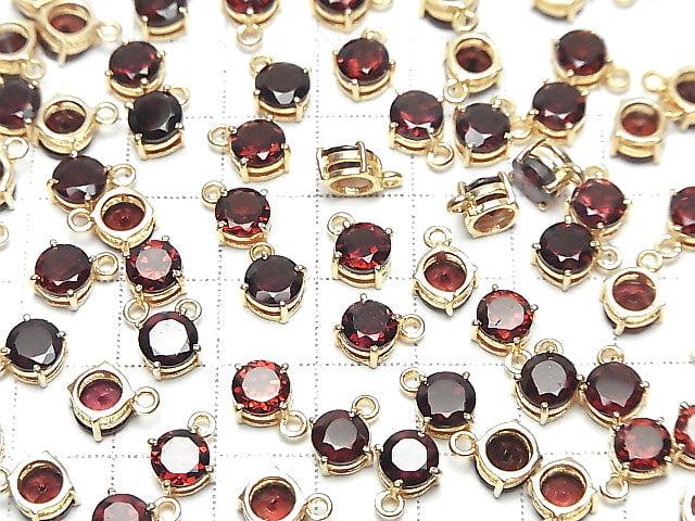 [Video] High Quality Mozambique Garnet AAA Bezel Setting Round Faceted 7x7mm 18KGP 2pcs