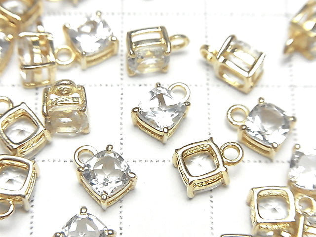 [Video]High Quality White Topaz AAA Bezel Setting Square Faceted 5x5mm 18KGP 2pcs
