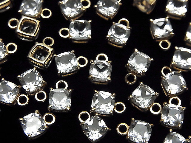 [Video]High Quality White Topaz AAA Bezel Setting Square Faceted 5x5mm 18KGP 2pcs