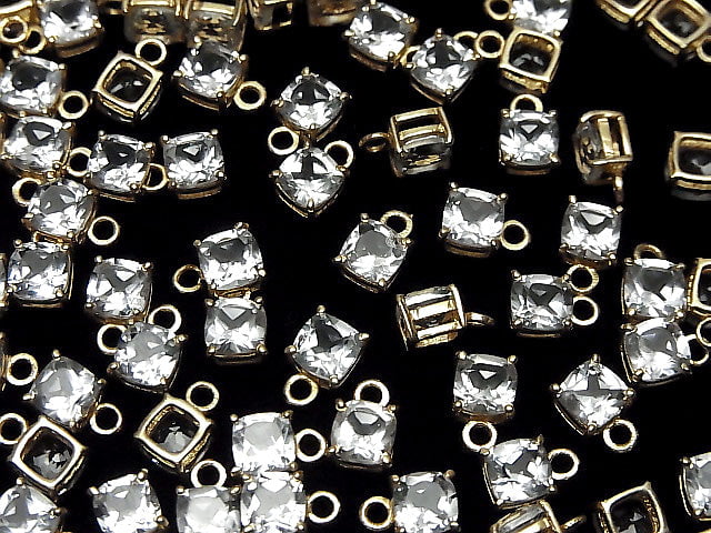 [Video]High Quality White Topaz AAA Bezel Setting Square Faceted 5x5mm 18KGP 2pcs