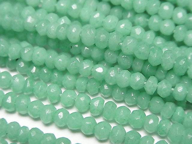 [Video] Pastel Green Color Agate Faceted Button Rondelle 1strand beads (aprx.13inch / 33cm)