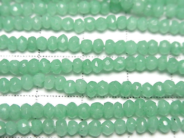 [Video] Pastel Green Color Agate Faceted Button Rondelle 1strand beads (aprx.13inch / 33cm)