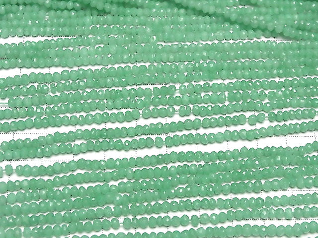 [Video] Pastel Green Color Agate Faceted Button Rondelle 1strand beads (aprx.13inch / 33cm)