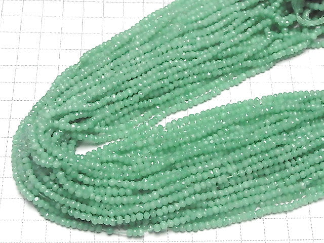[Video] Pastel Green Color Agate Faceted Button Rondelle 1strand beads (aprx.13inch / 33cm)