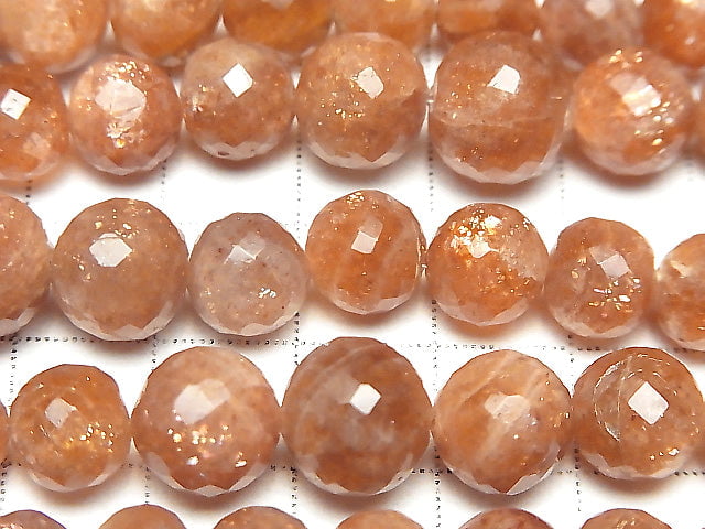 [Video] Sunstone AAA- Faceted Round 6-10mm size gradation 1strand beads (aprx.7inch/18cm)