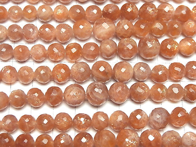 [Video] Sunstone AAA- Faceted Round 6-10mm size gradation 1strand beads (aprx.7inch/18cm)