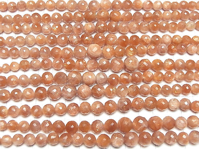[Video] Sunstone AAA- Faceted Round 6-10mm size gradation 1strand beads (aprx.7inch/18cm)