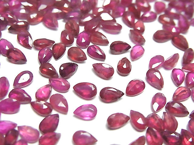[Video]Ruby AA++ Loose stone Pear shape Faceted 5x3mm 10pcs