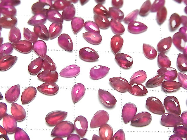 [Video]Ruby AA++ Loose stone Pear shape Faceted 5x3mm 10pcs
