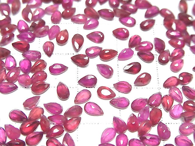 [Video]Ruby AA++ Loose stone Pear shape Faceted 5x3mm 10pcs