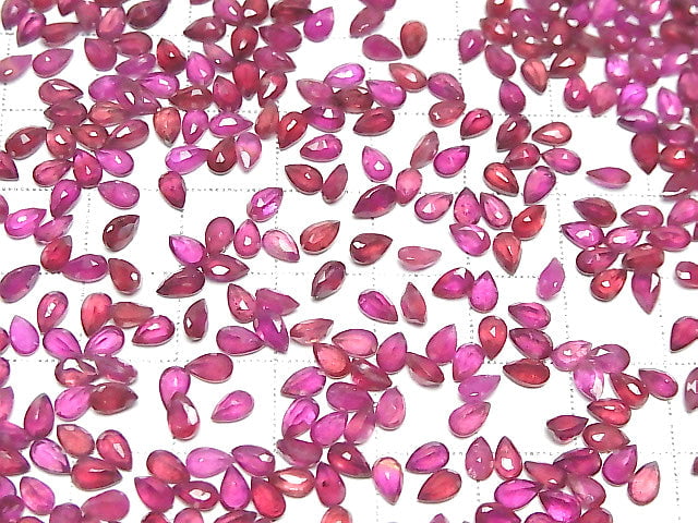 [Video]Ruby AA++ Loose stone Pear shape Faceted 5x3mm 10pcs