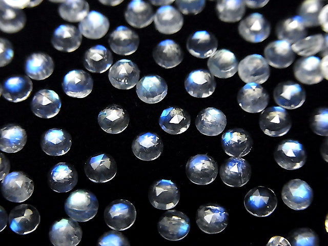 [Video] High Quality Rainbow Moonstone AAA Round Rose Cut 3x3mm 5pcs