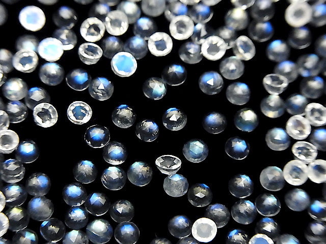 [Video] High Quality Rainbow Moonstone AAA Round Rose Cut 3x3mm 5pcs