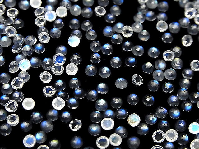 [Video] High Quality Rainbow Moonstone AAA Round Rose Cut 3x3mm 5pcs