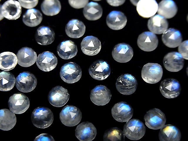 [Video] High Quality Rainbow Moonstone AAA- Round Rose Cut 4x4x2mm 4pcs