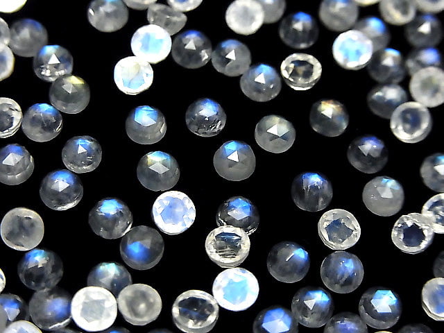 [Video] High Quality Rainbow Moonstone AAA- Round Rose Cut 4x4x2mm 4pcs