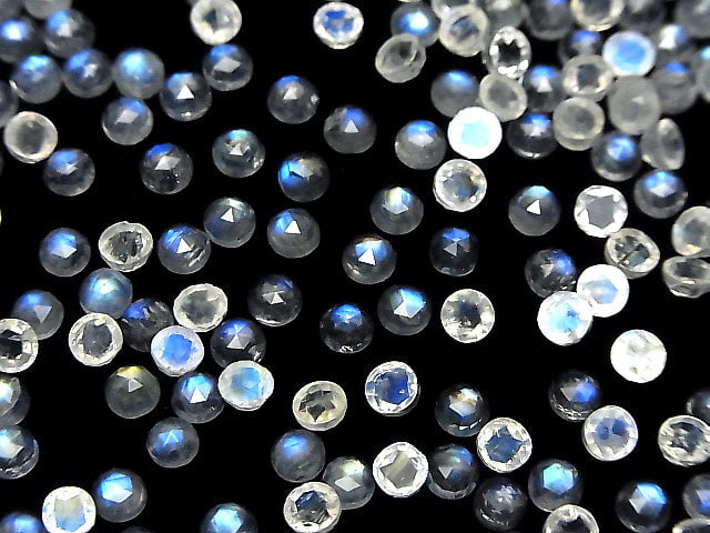 [Video] High Quality Rainbow Moonstone AAA- Round Rose Cut 4x4x2mm 4pcs
