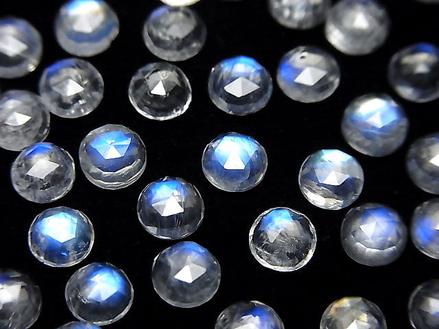 [Video] High Quality Rainbow Moonstone AAA- Round Rose Cut 5x5x2.5mm 4pcs
