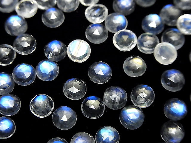 [Video] High Quality Rainbow Moonstone AAA- Round Rose Cut 5x5x2.5mm 4pcs