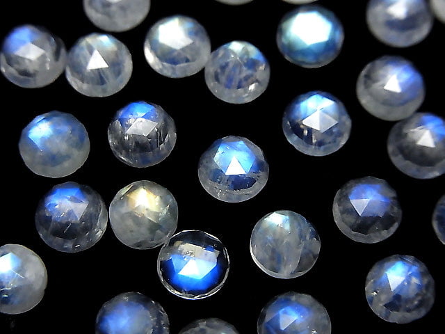 [Video] High Quality Rainbow Moonstone AAA- Round Rose Cut 6x6x3mm 3pcs