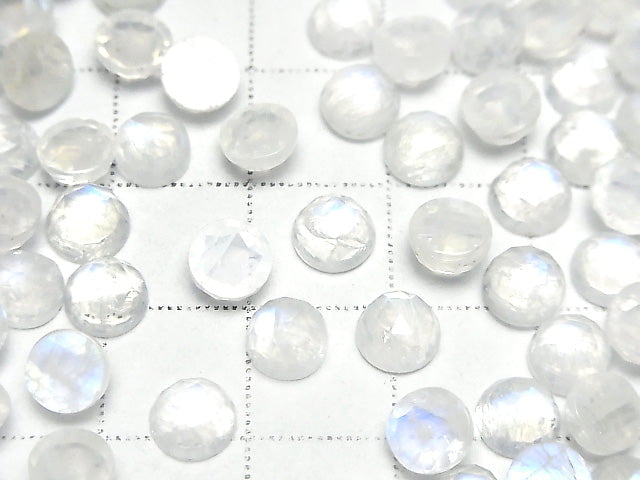 [Video] High Quality Rainbow Moonstone AAA- Round Rose Cut 6x6x3mm 3pcs