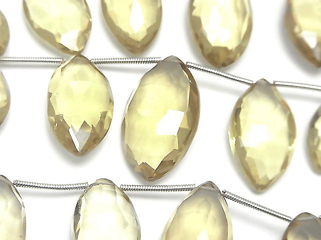 [Video]High Quality Lemon Quartz AAA Marquise Faceted Briolette 1strand (9pcs )