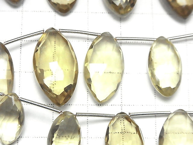 [Video]High Quality Lemon Quartz AAA Marquise Faceted Briolette 1strand (9pcs )