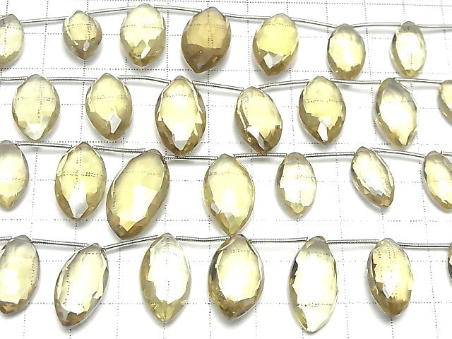 [Video]High Quality Lemon Quartz AAA Marquise Faceted Briolette 1strand (9pcs )