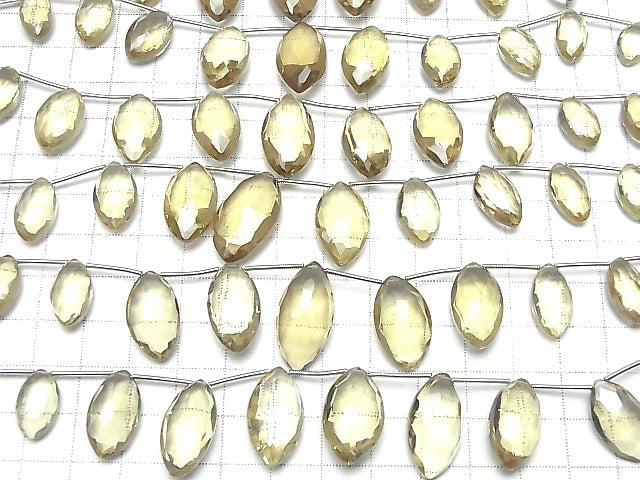[Video]High Quality Lemon Quartz AAA Marquise Faceted Briolette 1strand (9pcs )