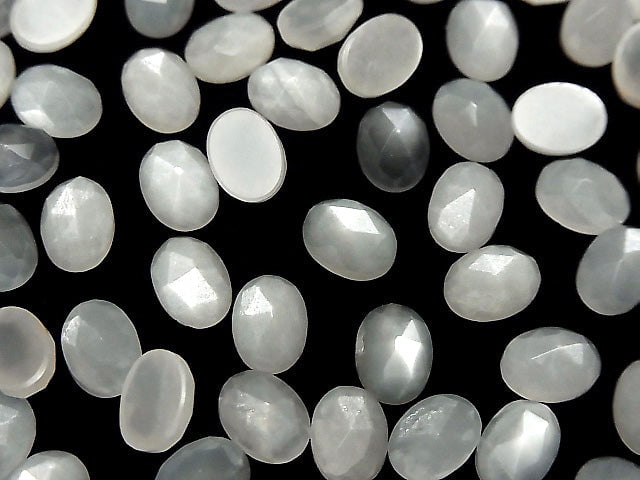 [Video] High Quality White Moonstone AAA Oval Rose Cut 8x6mm 5pcs