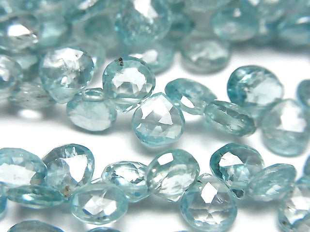 [Video] High Quality Natural Blue Zircon AAA Chestnut Faceted Briolette half or 1strand beads (aprx.7inch / 18cm)