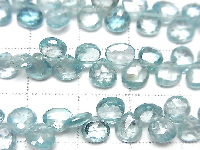 [Video] High Quality Natural Blue Zircon AAA Chestnut Faceted Briolette half or 1strand beads (aprx.7inch / 18cm)