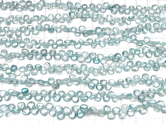 [Video] High Quality Natural Blue Zircon AAA Chestnut Faceted Briolette half or 1strand beads (aprx.7inch / 18cm)