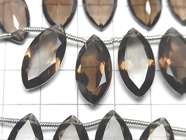 [Video] High Quality Smoky Quartz AAA Marquise Faceted 20x10x5mm half or 1strand (8pcs )