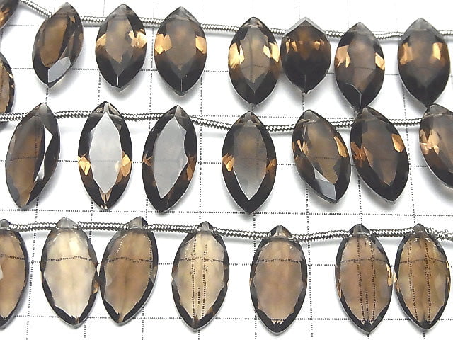 [Video] High Quality Smoky Quartz AAA Marquise Faceted 20x10x5mm half or 1strand (8pcs )